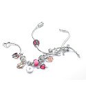 Charme Sterling Silber 925 Rosa Murano Glasperle auf Armband Symbol