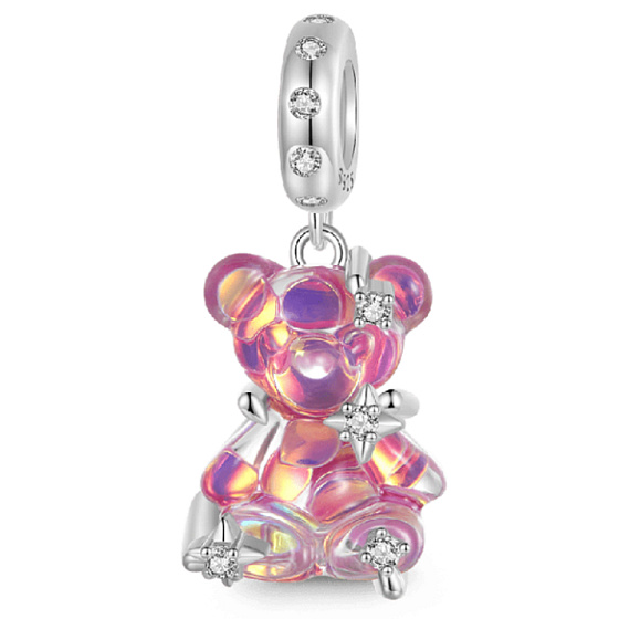 Charm Sterlingsilber 925 Regenbogenbär fantastischer Traum, Anhänger für Armband Tier