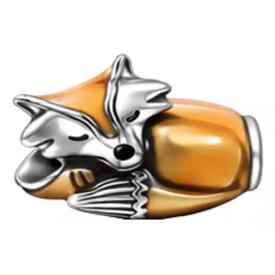 Charm Sterlingsilber 925 Fuchs, Perle für Armband, Tier