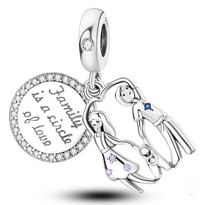 Charm Sterlingsilber 925 Familie ist ein Kreis der Liebe, Anhänger für Armband Familie
