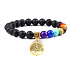 Chakra-Armband Baum des Lebens + Lavastein, handgefertigt, elastisch, Kugel 8 mm / 16-17 cm,