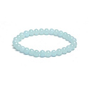 Jade Luminois Light Phosphoreszierend, blaues Leuchten im Dunkeln, Armband elastisch Naturstein, Perle 6 mm / 16 - 17 cm