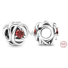 Charme Sterling Silber 925 Infinity Kreis der Ewigkeit Juli rot, Perle für Armband