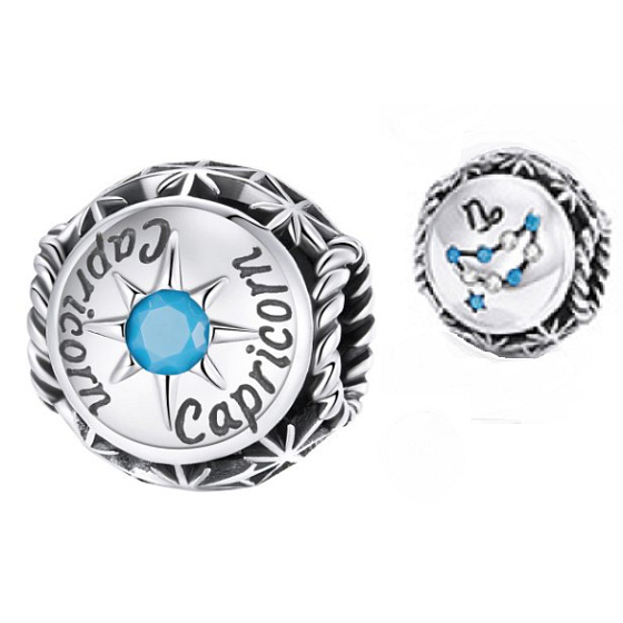 Charme Sterling Silber 925 Sternzeichen, Zirkonia Steinbock, Perle für Armband