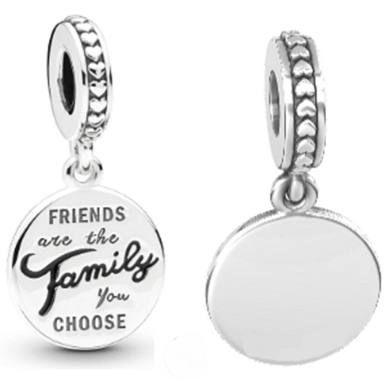Charm Sterling Silber 925 Freunde sind die Familie, die Sie wählen, Freundschaftsarmband Anhänger