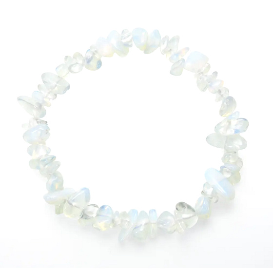 Opalit weißes Armband elastisch abgehackt, Kunststein 19 cm, Wunsch- und Hoffnungsstein