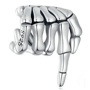 Charm Sterlingsilber 925 Skelett-Hand, Perle für Armband Halloween