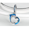 Charm Sterlingsilber 925 Delfin auf Welle in Herzform, Anhänger für Meeresarmband