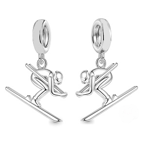 Charme Sterling Silber 925 Skiing Wonderful Journey, Anhänger am Armband Sport