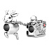 Charm Sterling Silber 925 Santa und Rudolph auf einem Schlitten, Perle auf einem Armband Weihnachten