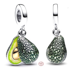 Charm Sterlingsilber 925 Avocado 2-in-1, Anhänger für Armband Essen