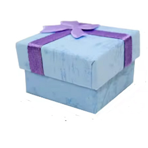 Krabička karton s houbičkou na šperky s mašlí modrá 4 x 4 x 2,5 cm