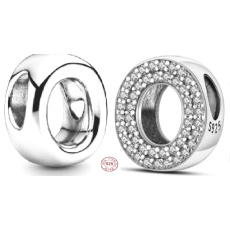 Sterling Silber 925 Alphabet Buchstabe O, Armband Perle