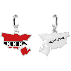 Charm Nizozemsko, Amsterodam vlajka - houpající se mapa přívěsek na náramek cestování Charm Nizozemsko, Amsterodam vlajka - houpající se mapa přívěsek na náramek cestování