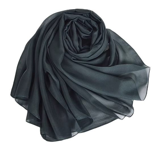 Luxusní hedvábný šátek ze 100% morušového hedvábí XXL 180 × 110 cm – Černý