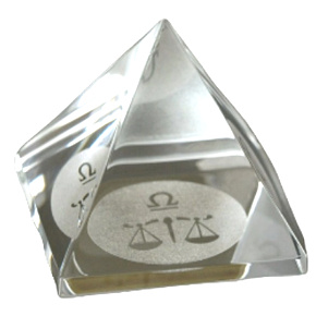 Kristallglas Pyramide klar, Sternzeichen Waage