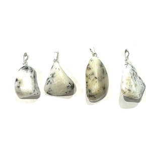 Opal dendritischer Trommelanhänger Naturstein M, ca. 2,5 cm, Glücksstein