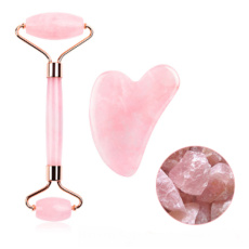 Rosmarin Gua Sha 5 x 8 cm + Massagerolle 14 x 5,5 cm reduziert Falten, Schwellungen, verbessert die Elastizität der Haut, Set ohne Verpackung