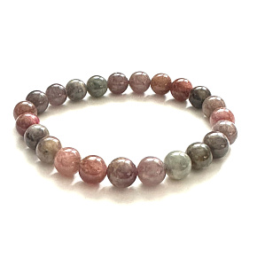 Spinell-Armband elastisch Naturstein, Kugel 8 mm /16 - 17 cm, viel Glück-Gute Laune