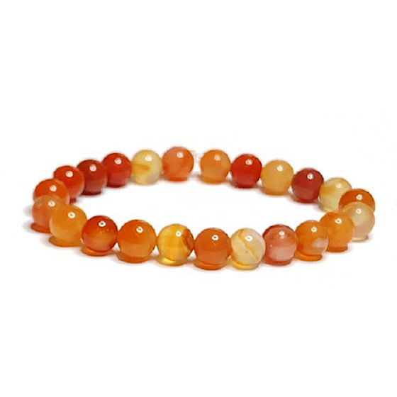 Achat orange Armband elastisch Naturstein, Kugel 8 mm / 16 - 17 cm