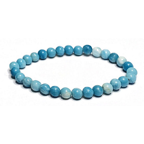 Larimar-Armband elastischer Naturstein, Kugel 6 mm / 16 - 17 cm, Stein des mythischen Atlantis