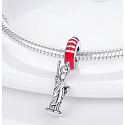Charm Sterlingsilber 925 USA Amerikanische Flagge - Freiheitsstatue, Anhänger für Reise-Armband
