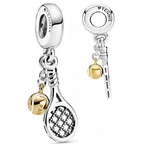 Sterling Silber 925 Tennisschläger und Ball, 2in1 Sportarmband Anhänger