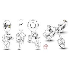 Sterling Silber 925 Teekanne und Schaufel 2in1, Anhänger auf Armband Interessen