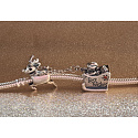 Charm Sterling Silber 925 Santa und Rudolph auf einem Schlitten, Perle auf einem Armband Weihnachten