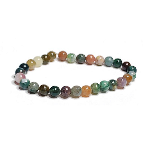 Achat Indianerarmband elastischer Naturstein, Kugel 6 mm / 16 - 17 cm, symbolisiert das Element der Erde