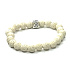 Lava weiß mit königlichem Mantra Om-Armband elastischer Naturstein, Kugel 8 mm / 16-17 cm, geboren aus den vier Elementen
