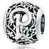 Sterling Silber 925 Magic Alphabet Buchstabe P mit Blumen, Perle für Armband