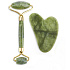 Jade Gua Sha 5 x 8 cm + Massagerolle 14 x 5,5 cm reduziert Falten, Schwellungen, verbessert die Elastizität der Haut, Set ohne Verpackung