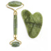Jade Gua Sha 5 x 8 cm + Massagerolle 14 x 5,5 cm reduziert Falten, Schwellungen, verbessert die Elastizität der Haut, Set ohne Verpackung
