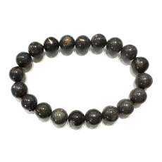 Opal schwarz Armband elastisch Naturstein, Kugel 9 - 9,8 mm / 16 - 17 cm, Glücksstein