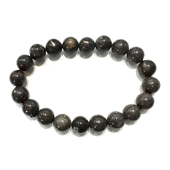 Opal schwarz Armband elastisch Naturstein, Kugel 9 - 9,8 mm / 16 - 17 cm, Glücksstein