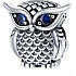 Sterling Silber 925 Eule mit blauem Zirkonia, Perle auf Armband Tier