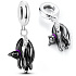 Sterling Silber 925 Schwarze faule Katze, Tierarmband-Anhänger
