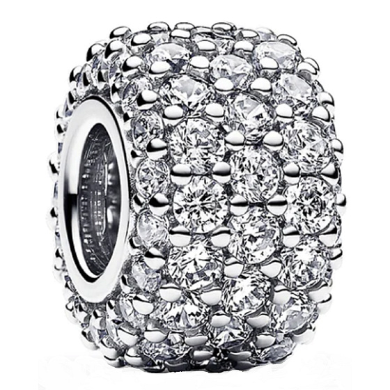 Charm Sterling Silber 925 Sparkle Charm mit klarem Zirkonia, Pfau Perle auf Armband Symbol