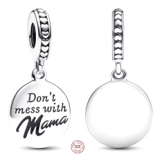 Charm Sterlingsilber 925 Mama - Spiel nicht mit Mama, Gravuranhänger Armband Familie