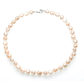 Perle lachsfarben unregelmäßig Fluss Halskette natürlich, 47 cm, Symbol der Weiblichkeit, bringt Bewunderung