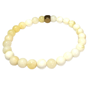 Elfenbeinfarbenes elastisches Armband aus natürlichem Elfenbein, Kugel 6 mm / 16 - 17 cm
