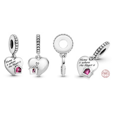 Sterling Silber 925 Herz - Home is where the heart is, Anhänger an einem Armband Familie