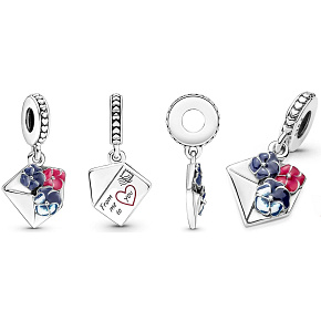 Sterling Silber 925 Blume Umschlag, Liebesarmband-Anhänger