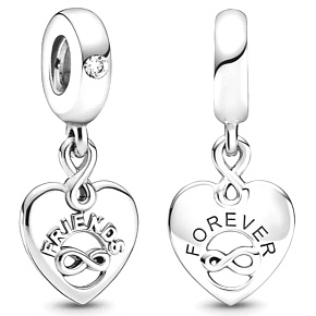 Charms Sterling Silber 925 Forever friends, Unendlichkeitsarmband Anhänger, Freundschaft