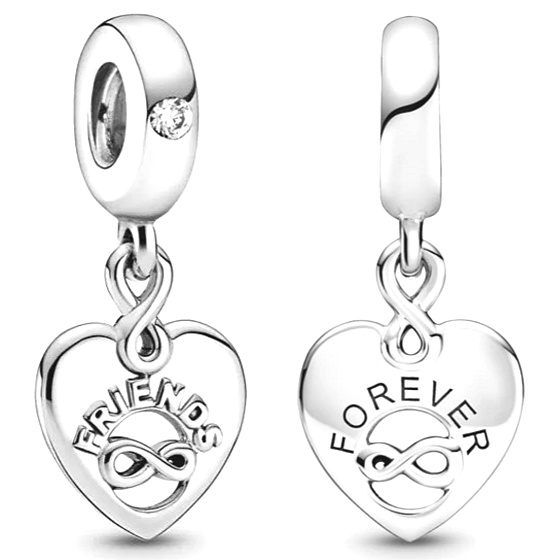 Charms Sterling Silber 925 Forever friends, Unendlichkeitsarmband Anhänger, Freundschaft