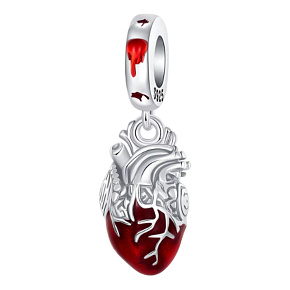 Charm Anatomická biologie Srdce – síla emocí a odvahy, přívěsek na náramek láska