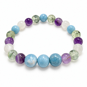 Armband mit Geschichte – Ich denke an dich, natürliche Mineralien, Kugel 8 mm / Handgelenk 14–15 cm