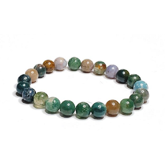 Achat Indianerarmband elastischer Naturstein, Kugel 8 mm / 16 - 17 cm, symbolisiert das Element der Erde