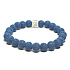 Lava dunkelblau mit königlichem Mantra Om, Armband elastischer Naturstein, Kugel 8 mm / 16-17 cm, geboren aus den vier Elementen